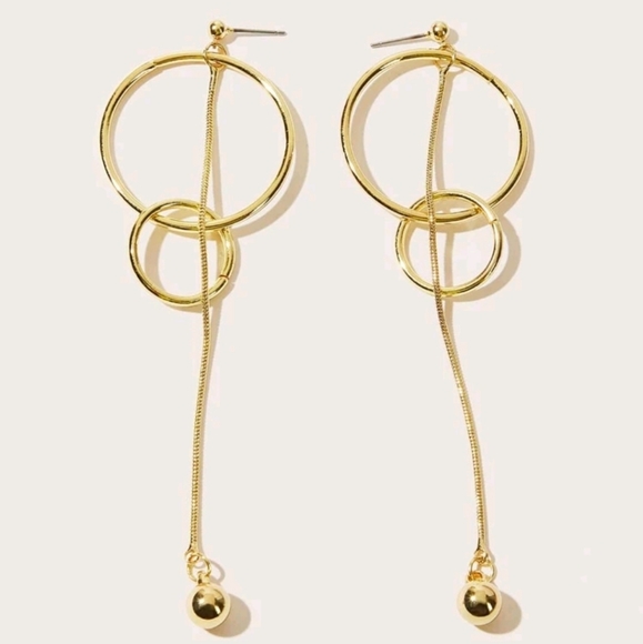 💖 2/$30 SALE Gold Rock chick dangle hoop earrings - Picture 3 of 5